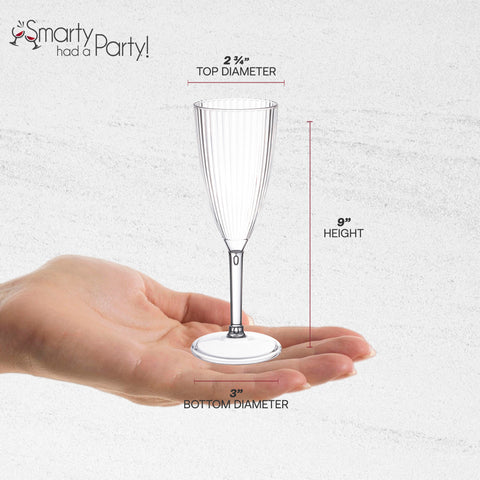 8 oz. Clear Stripe Round Plastic Champagne Flutes