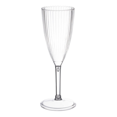 8 oz. Clear Stripe Round Plastic Champagne Flutes