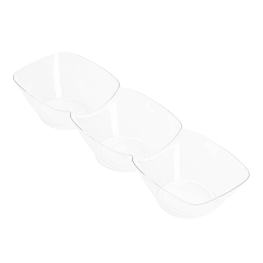 Clear Rectangular 3-Hole Mini Disposable Plastic Bowls