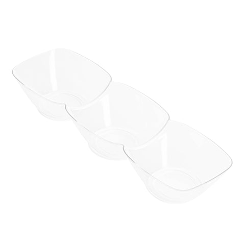 Clear Rectangular 3-Hole Mini Disposable Plastic Bowls