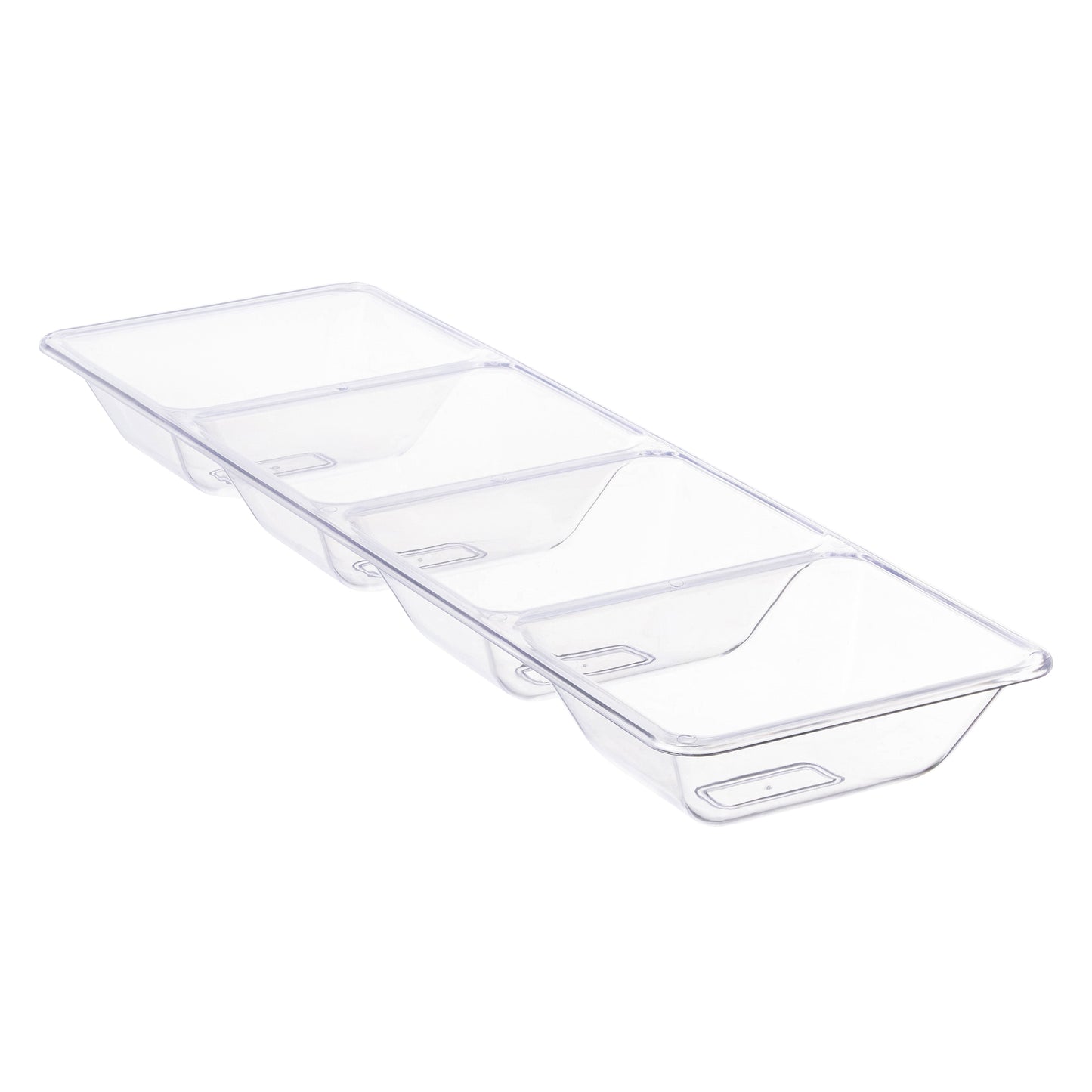 16" x 5" Clear 4-Section Rectangular Disposable Plastic Serving Trays