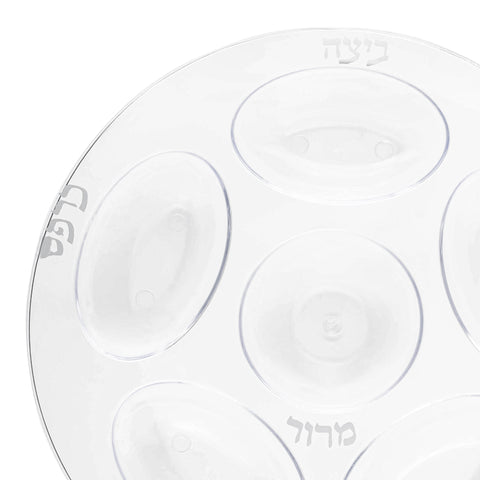 Introducing the Clear with Silver Round Section Tray Plastic Seder Plates (12