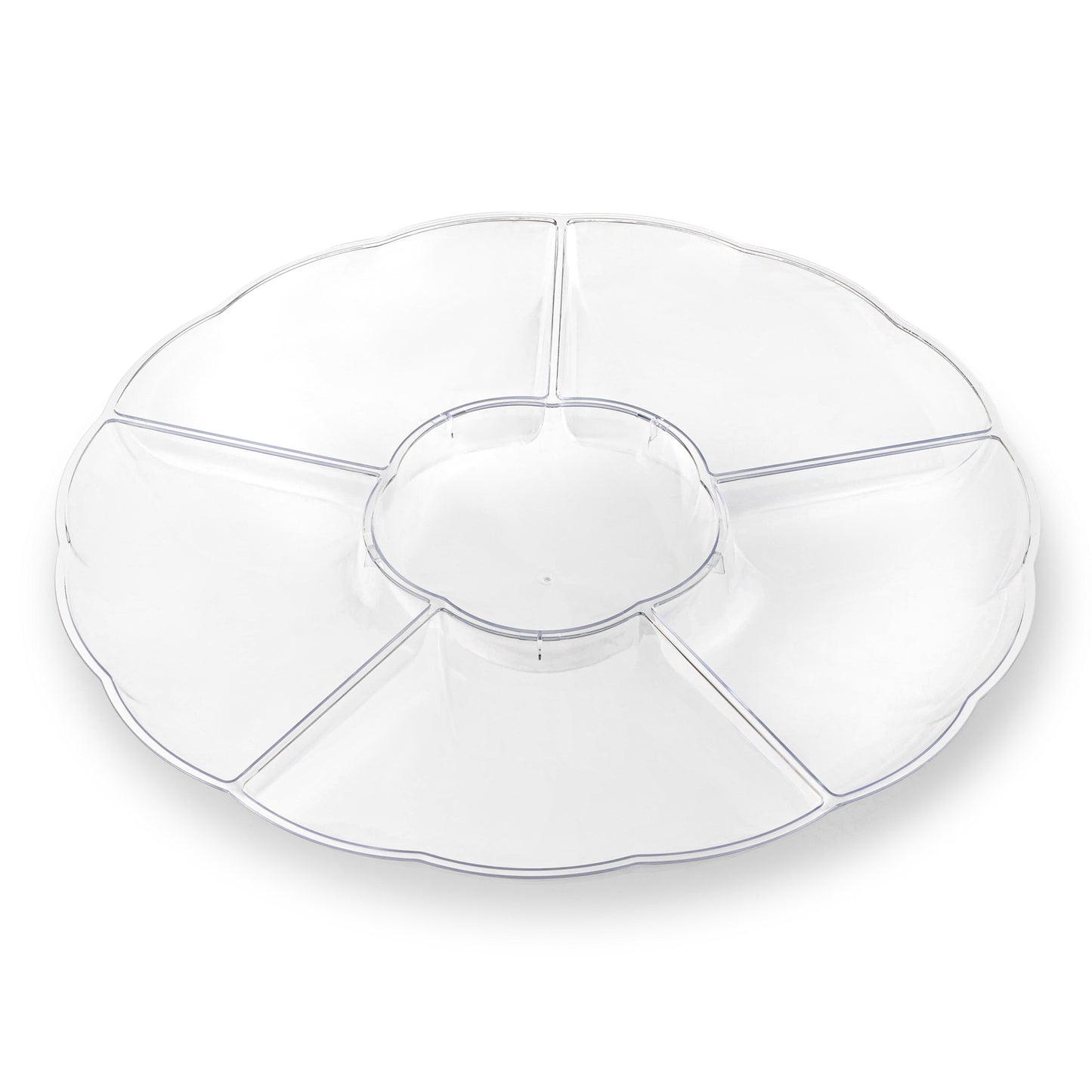 Clear Big 6-Partition Round Plastic Disposable Trays