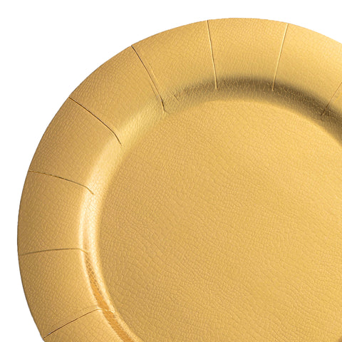Gold Round Paper Disposable Charger Plates (13
