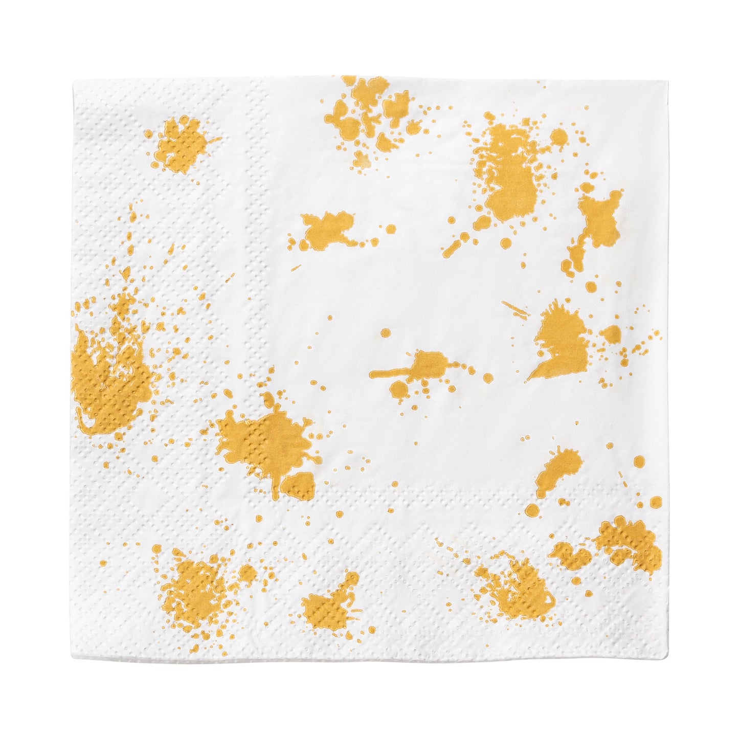 White with Gold Paint Splatter Disposable Paper Beverage/Cocktail Napkins
