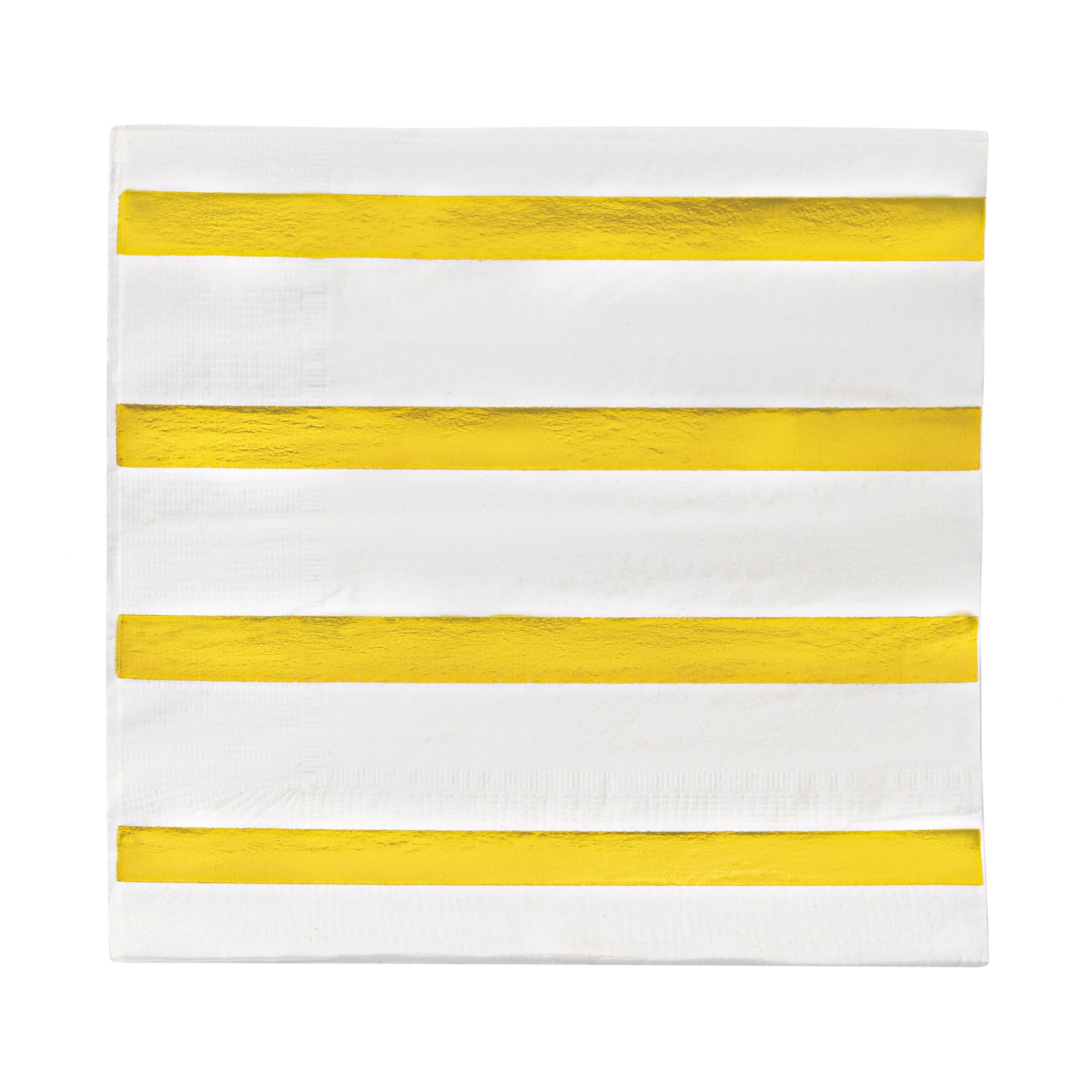 White with Gold Stripes Disposable Paper Beverage/Cocktail Napkins