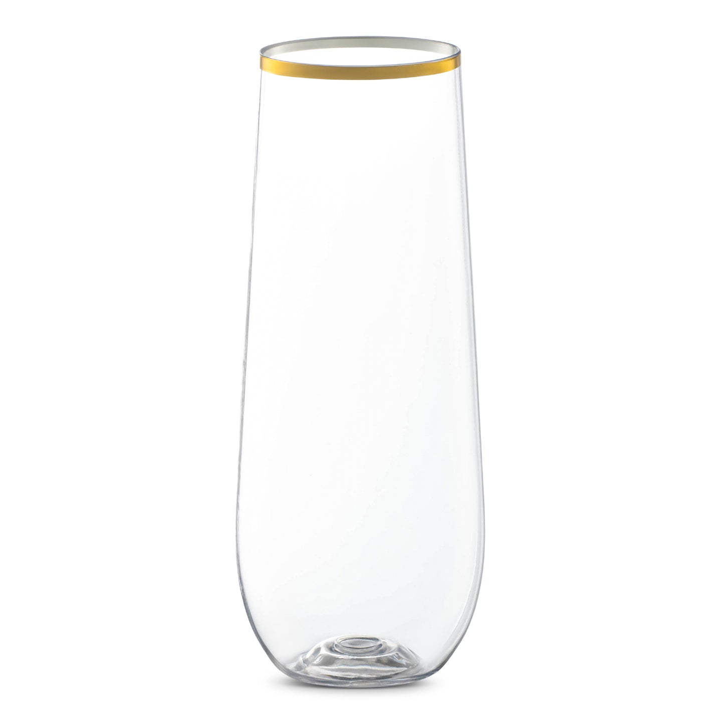 9 oz. Clear with Gold Stemless Disposable Plastic Champagne Flutes