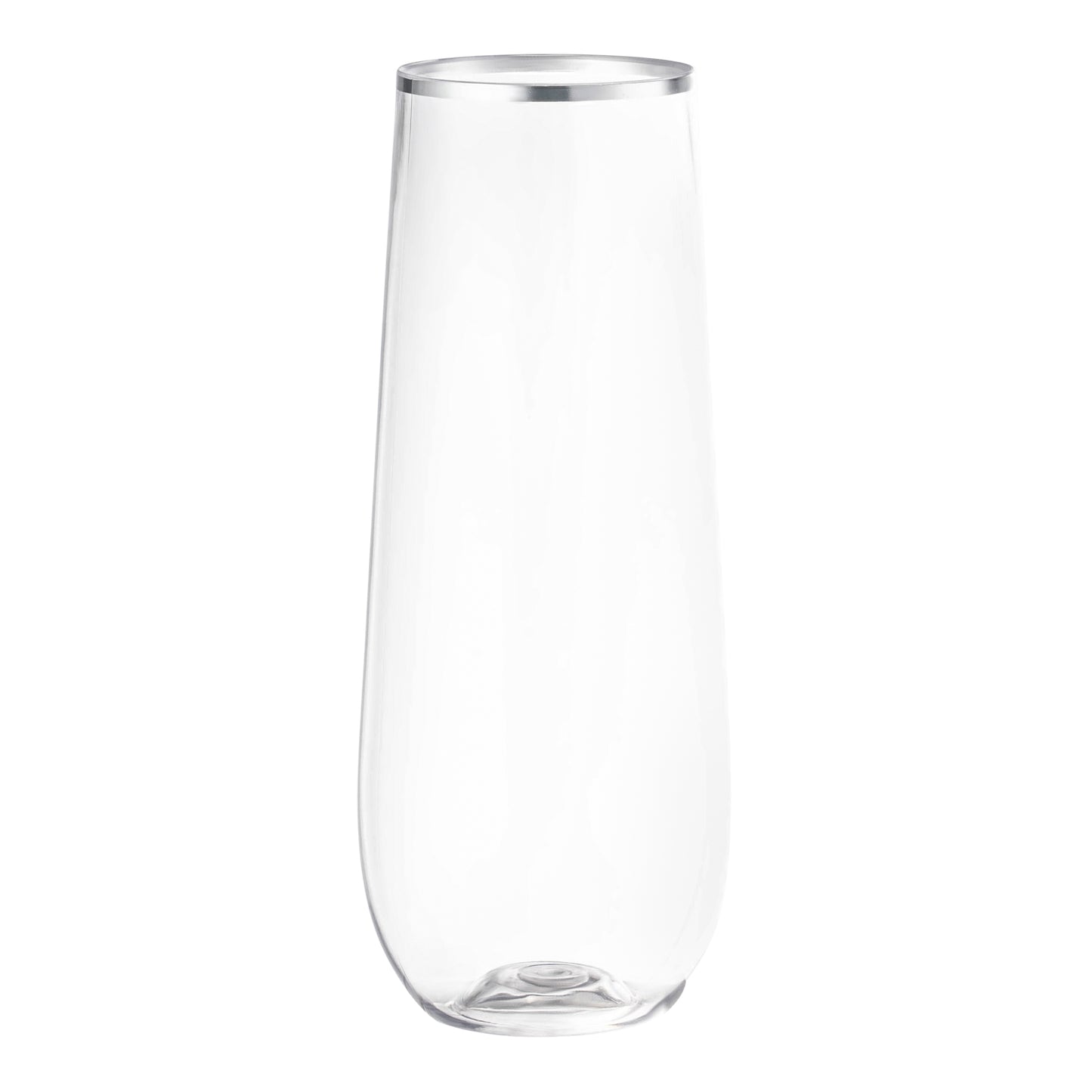 9 oz. Clear with Silver Stemless Disposable Plastic Champagne Flutes