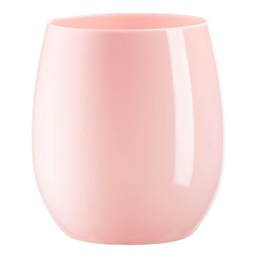 12 oz. Solid Pink Elegant Stemless Disposable Plastic Wine Glasses