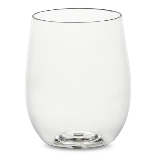12 oz. Clear Elegant Stemless Disposable Plastic Wine Glasses