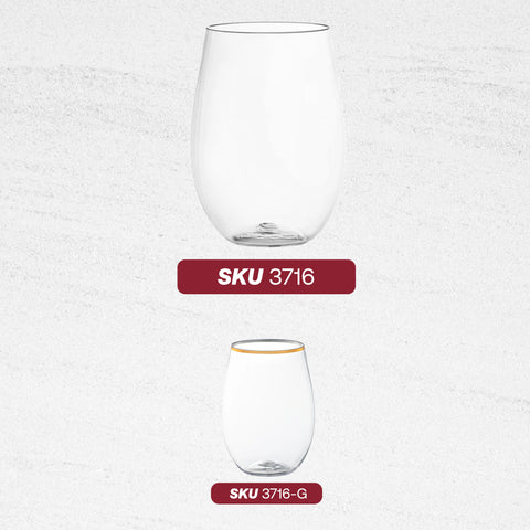 16 oz. Clear Stemless Disposable Plastic Wine Glasses