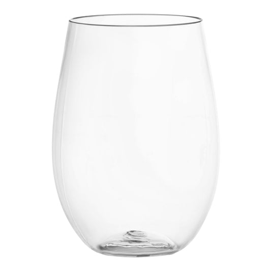 16 oz. Clear Stemless Disposable Plastic Wine Glasses