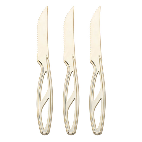 Gold Plastic Disposable Steak Knives