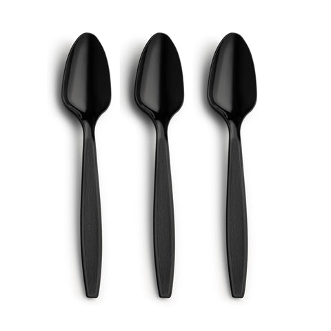 Black Disposable Plastic Spoons