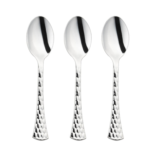 Shiny Silver Glamour Disposable Plastic Spoons