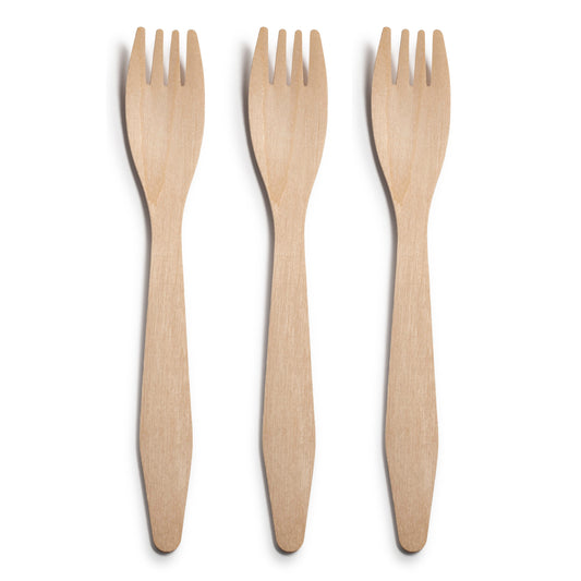 6.5" Natural Birch Disposable Eco-Friendly Dinner Forks