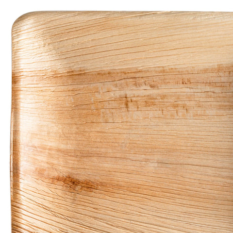 Close-up of the Square Palm Leaf Disposable Eco-Friendly Dinner Plates (10