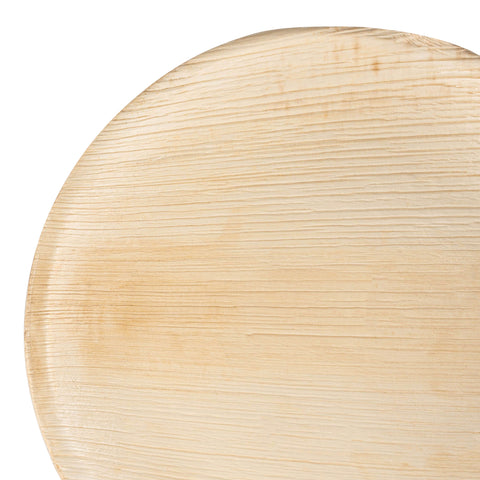 Close-up of a Round Palm Leaf Disposable Eco-Friendly Dinner Plate (10