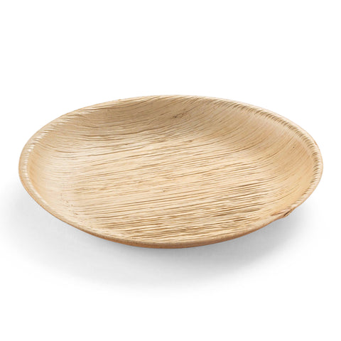 A round, shallow plate named the Round Palm Leaf Eco Friendly Salad Plate (8