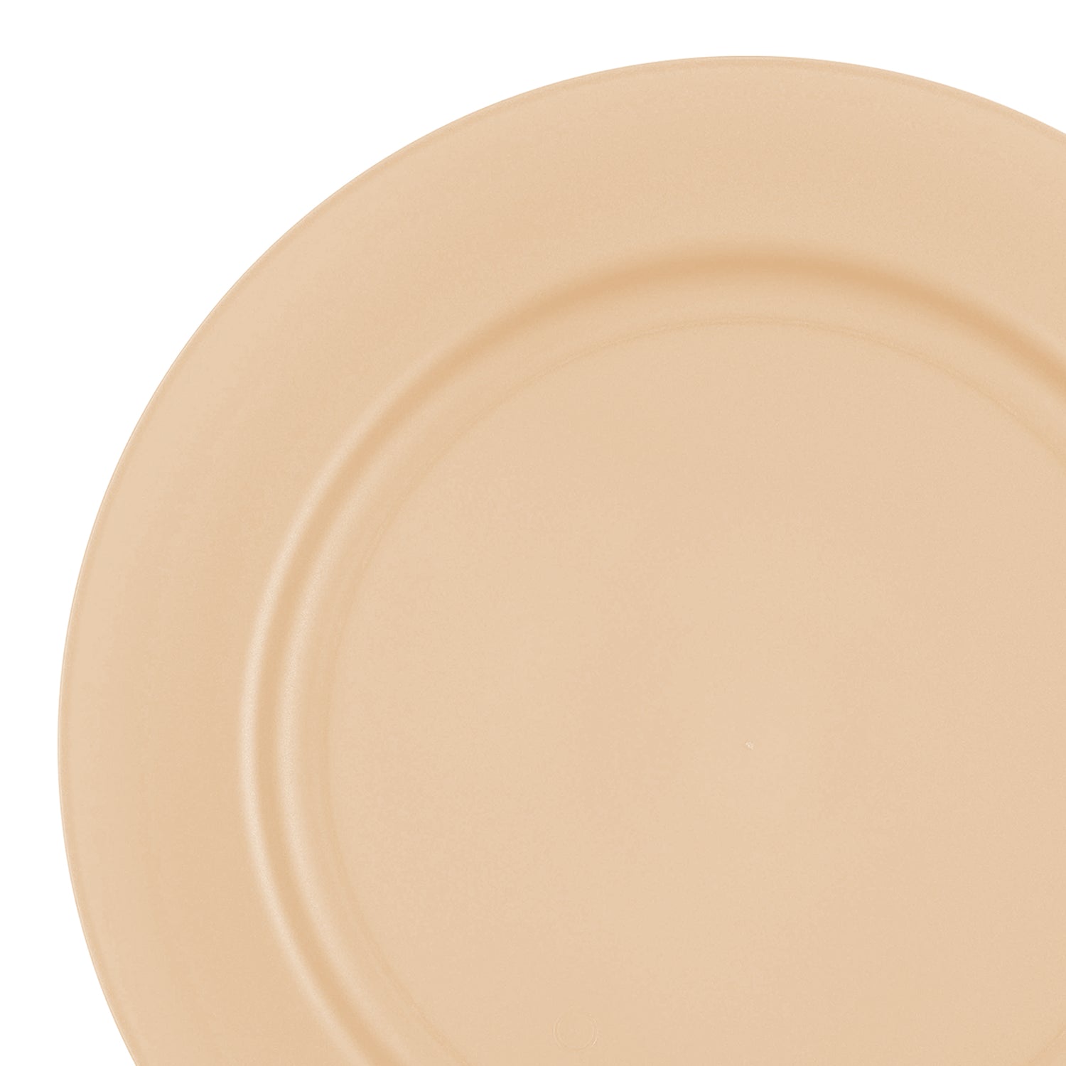 A bright yellow plastic salad plate with a matte finish and a simple, smooth design featuring a lightly raised rim. The plate has an understated sheen, providing a subtle elegance unlike the glossy ceramic plates but reminiscent of the cheerful disposable ones often used at summer picnics. The white background makes this 7.5" round plate stand out as the focal point of the image.