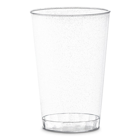 12 oz. Clear with Silver Glitter Round Plastic Tumblers