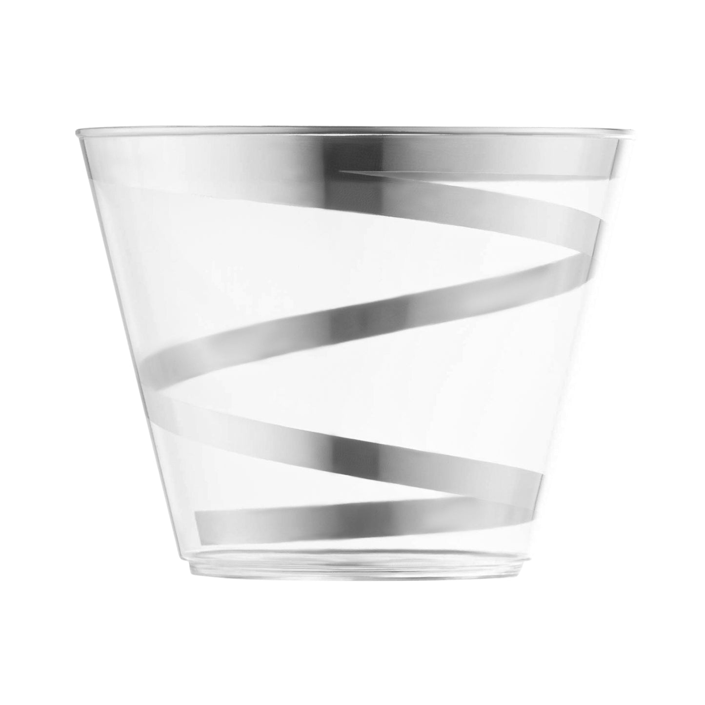 9 oz. Clear with Silver Swirl Round Plastic Party Cups