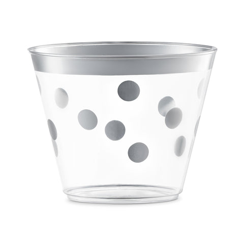 9 oz. Clear with Silver Dots Round Plastic Party Cups
