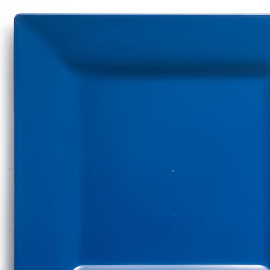 Midnight Blue Square Disposable Plastic Dinner Plates (9.5")