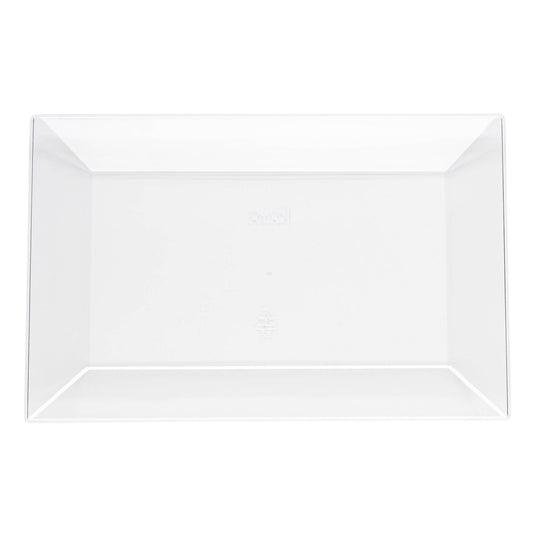 White Rectangular Disposable Plastic Dessert Plates (5.5" x 8.5")