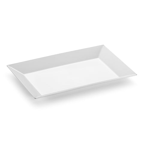 Silver Rectangular Disposable Plastic Dessert Plates (5.5