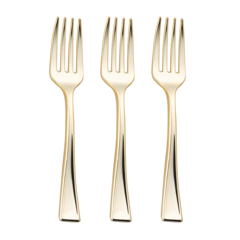 Shiny Metallic Gold Mini Disposable Plastic Tasting Forks