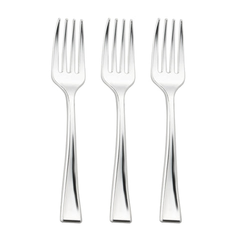 Shiny Metallic Silver Mini Disposable Plastic Tasting Forks