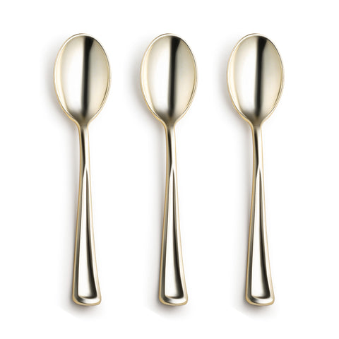 Shiny Metallic Gold Mini Disposable Plastic Tasting Spoons
