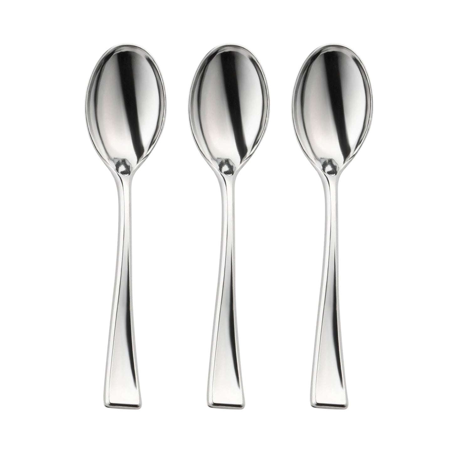 Shiny Metallic Silver Mini Disposable Plastic Tasting Spoons