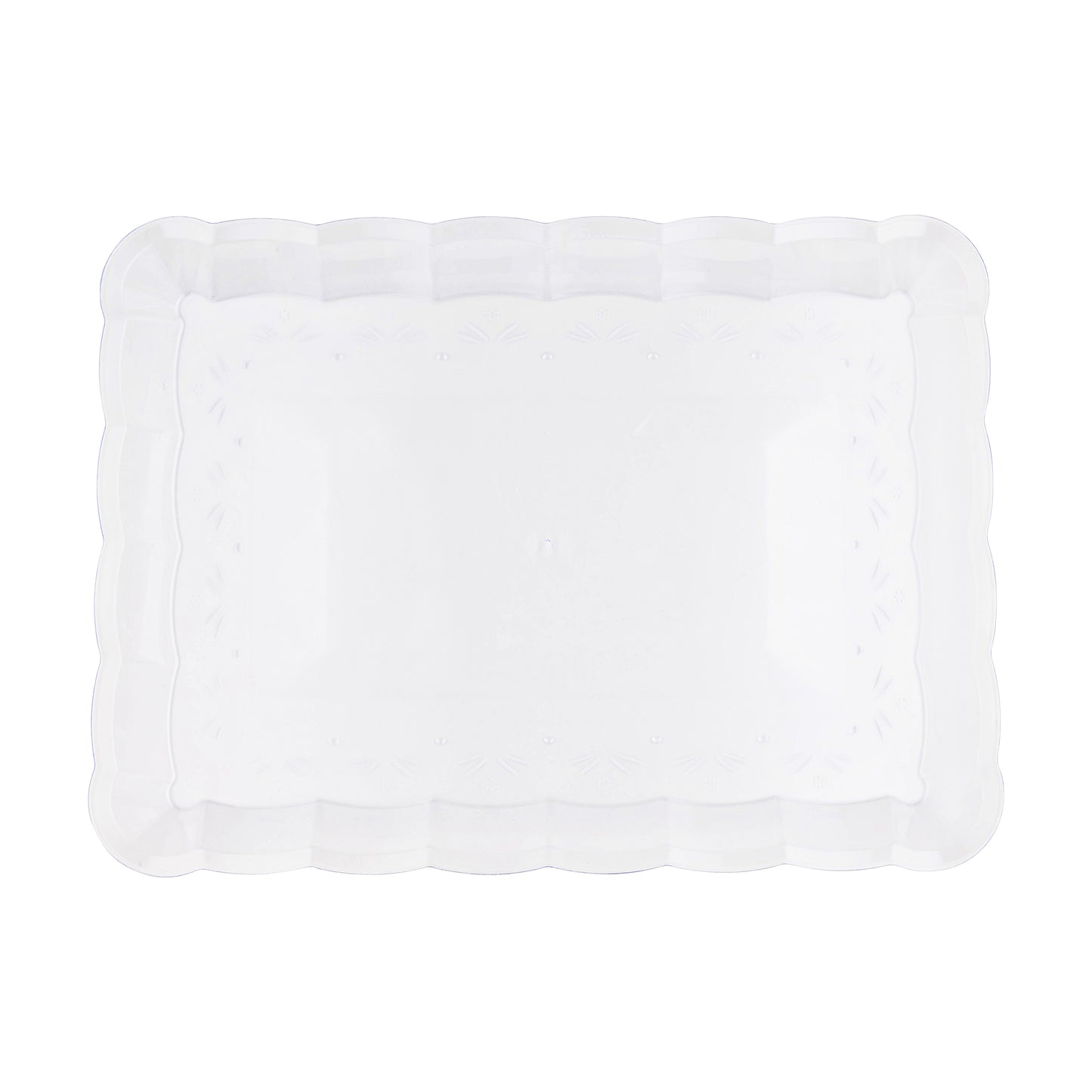 9" x 13" Clear Rectangular with Groove Rim Disposable Plastic Serving Trays