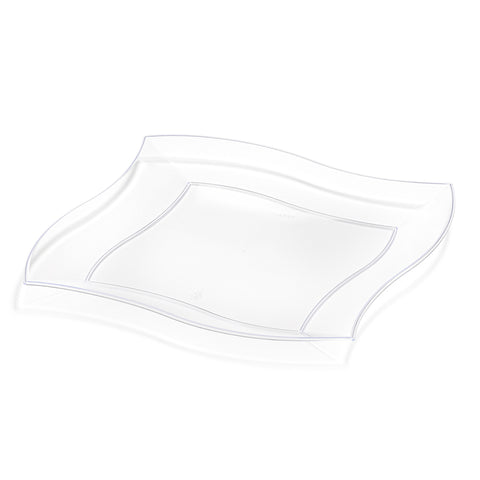 Image of a Clear Wave Disposable Plastic Dinner Plate (10
