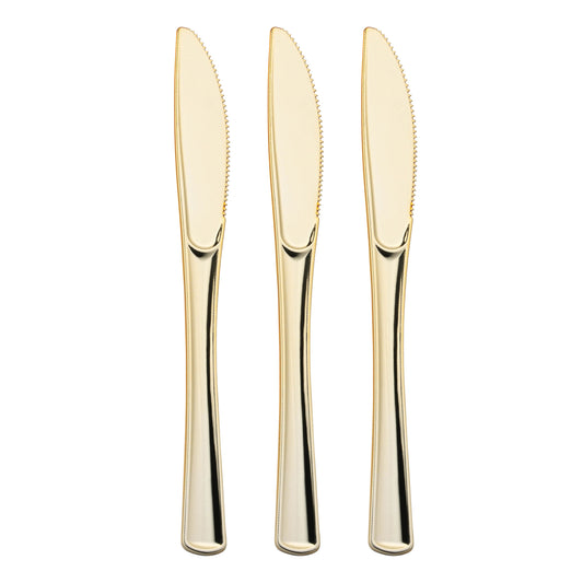 Shiny Metallic Gold Disposable Plastic Knives