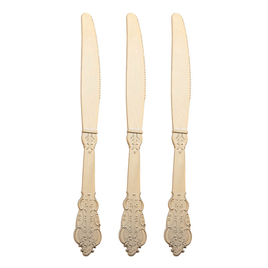 7.8" Shiny Baroque Gold Disposable Plastic Knives