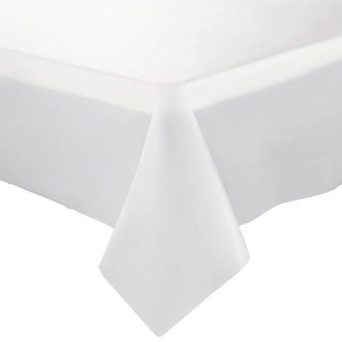 A close-up of a Clear Rectangular Plastic Tablecloth (54