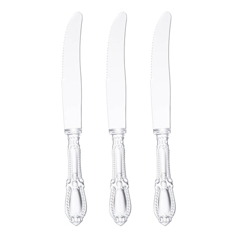 Clear Baroque Plastic Dinner Knives
