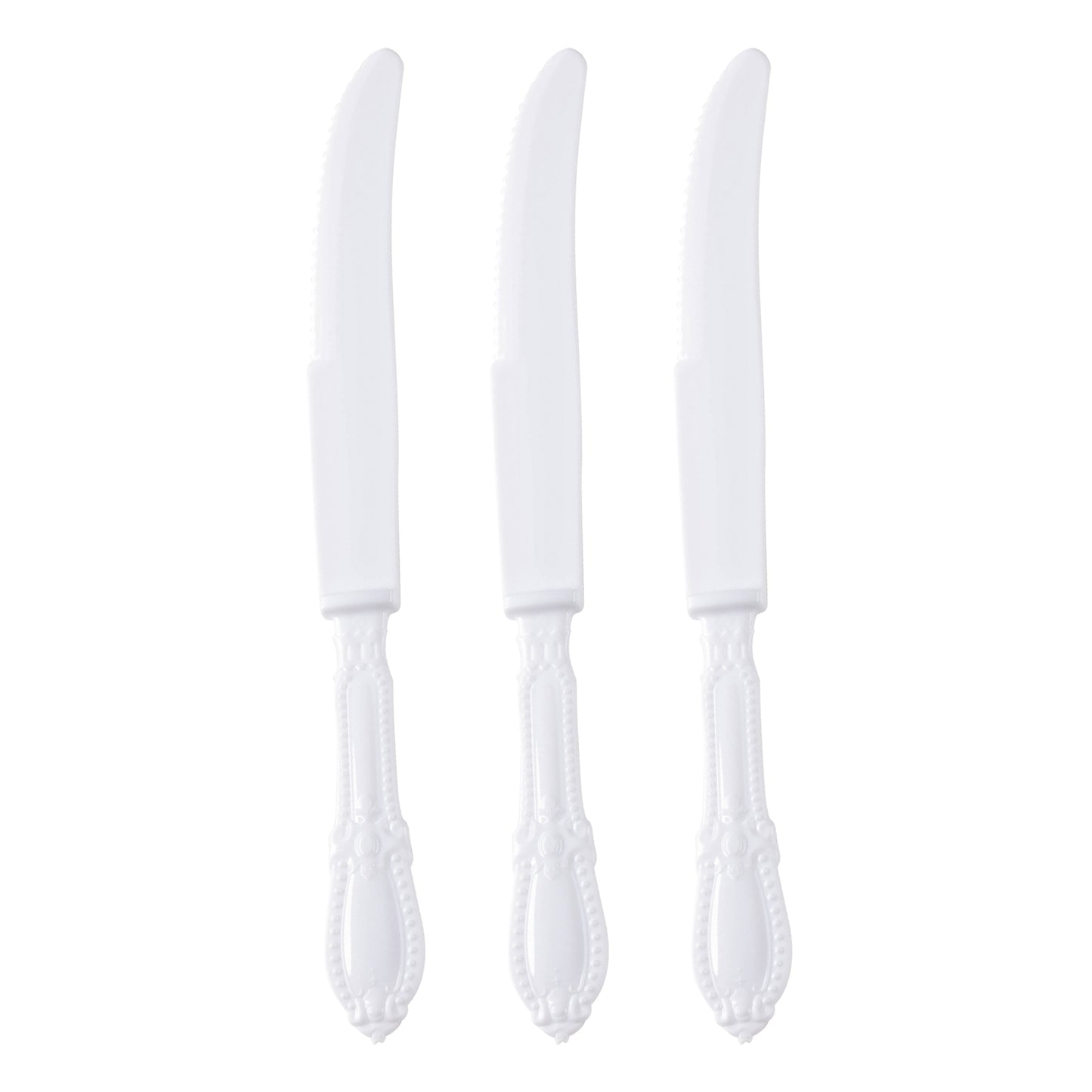 White Baroque Plastic Dinner Knives