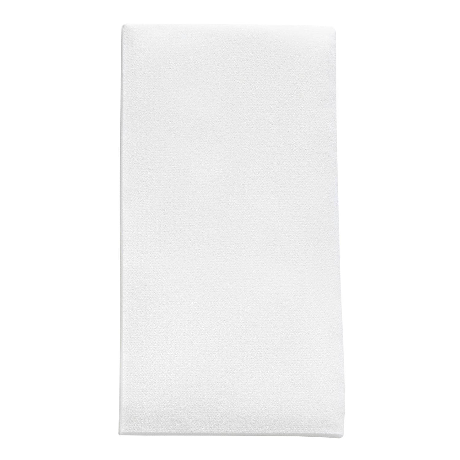 A neatly folded White Premium Linen-Like Paper Buffet Napkin, shown against a white background. The napkin, reminiscent of premium linens, appears clean and smooth, suggesting it is made of a soft fabric or paper material.