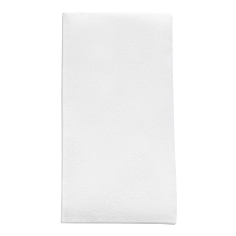 A neatly folded White Premium Linen-Like Paper Buffet Napkin, shown against a white background. The napkin, reminiscent of premium linens, appears clean and smooth, suggesting it is made of a soft fabric or paper material.
