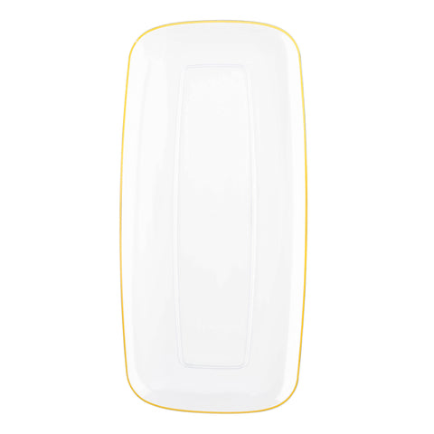 A clear rectangular plastic plate measuring 10.6