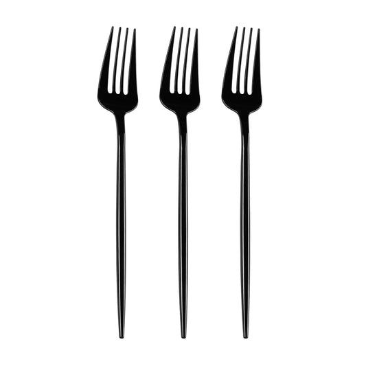 Solid Black Moderno Plastic Dinner Forks