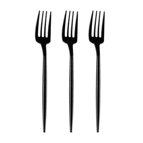Solid Black Moderno Plastic Dessert Forks