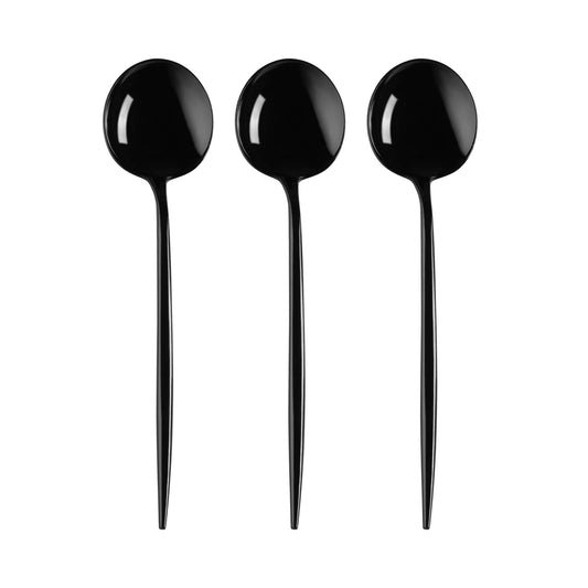 Solid Black Moderno Plastic Dinner Spoons