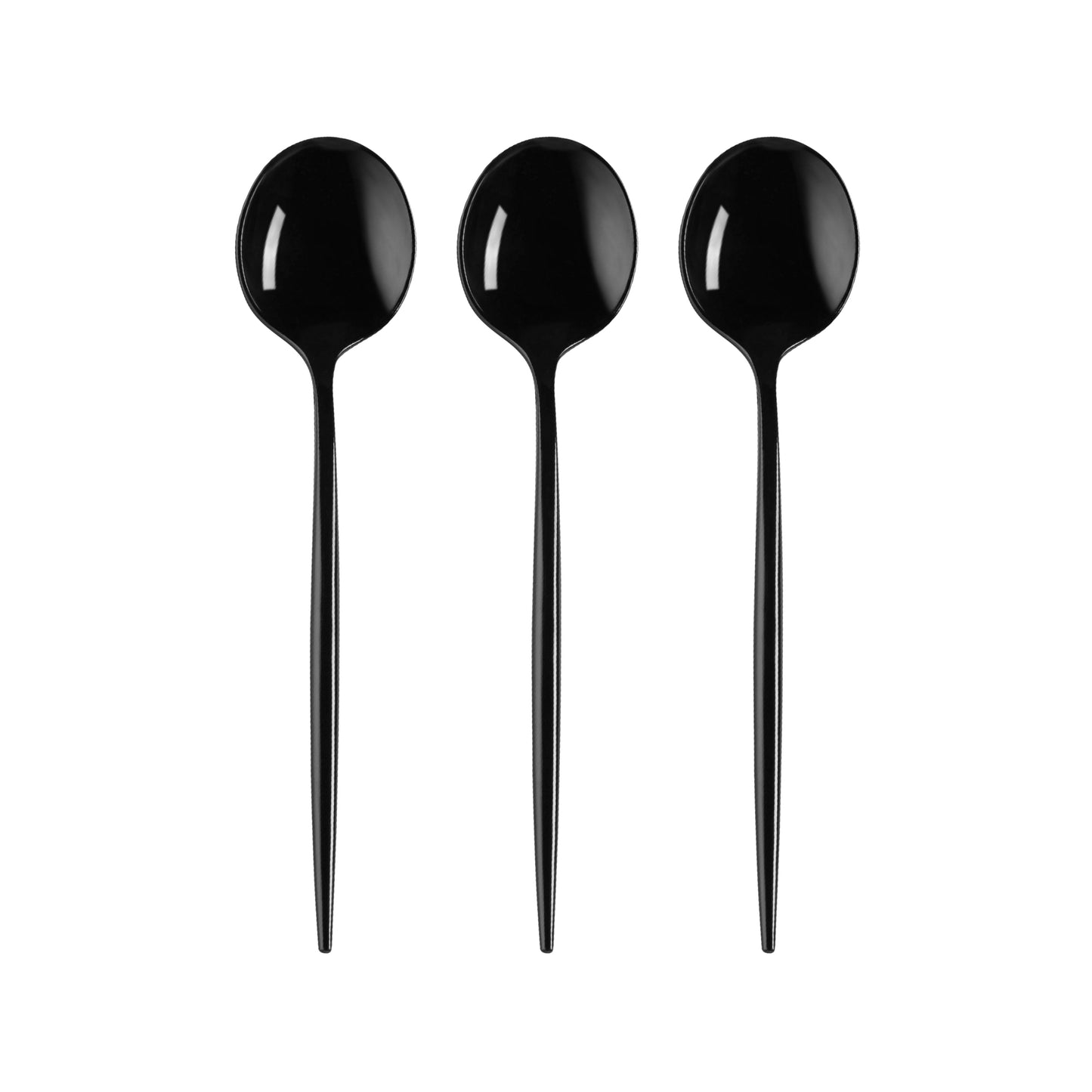 Solid Black Moderno Plastic Dessert Spoons