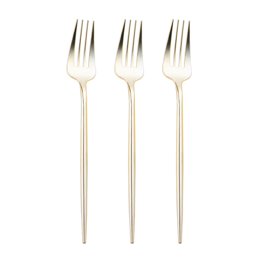 Shiny Metallic Gold Moderno Disposable Plastic Dinner Forks