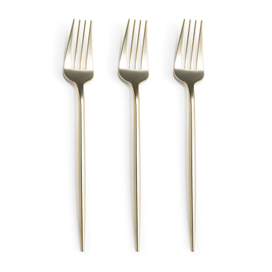Shiny Metallic Gold Moderno Disposable Plastic Dessert Forks